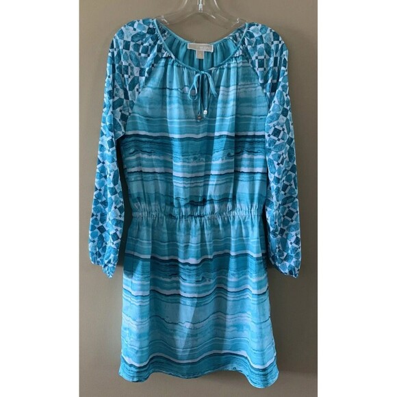 Michael Michael Kors Women's Dress Size 4 Long Sleeve Turquoise Round Neck - Picture 1 of 6